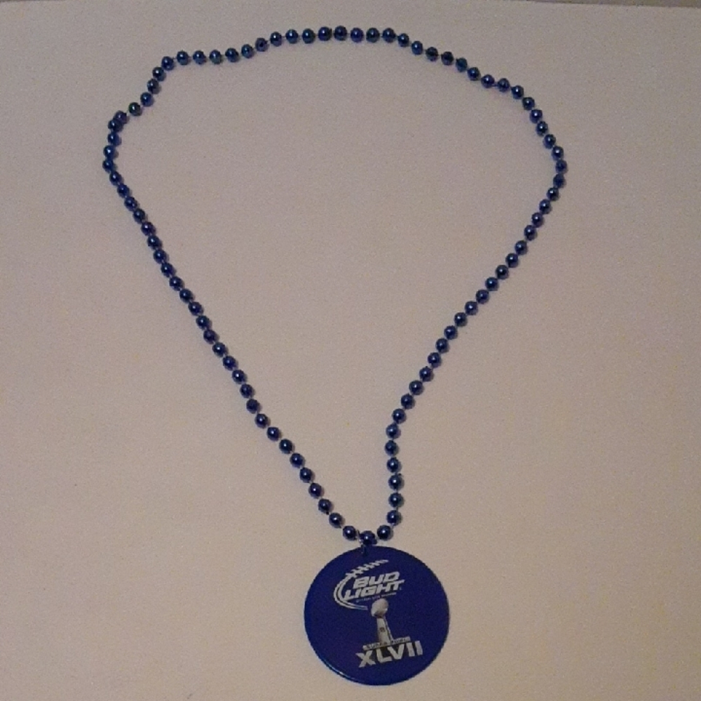 Bud Light Super Bowl XLVII Collectible Blue Beaded Necklace